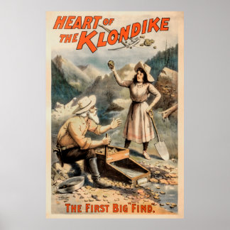 Affiche Gros nugget d'or trouvé dans Klondike 1897