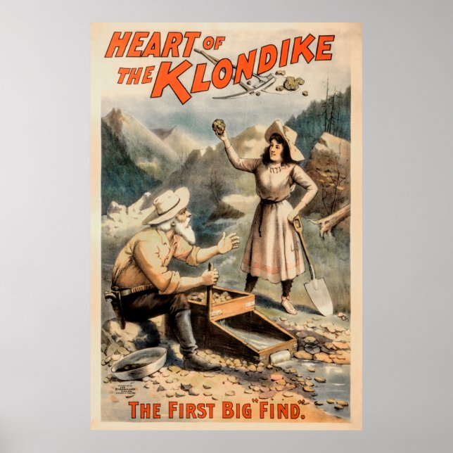 Affiche Gros nugget d'or trouvé dans Klondike 1897 (Devant)