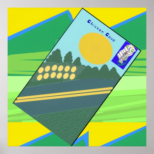 Affiche Gros œufs drôles traversant la route (Devant)