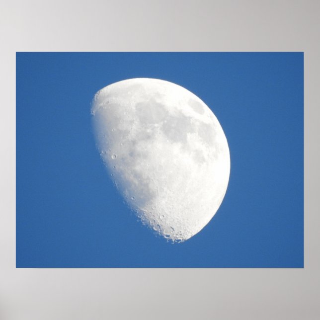 Affiche Gros plan de la lune et du ciel bleu (Devant)