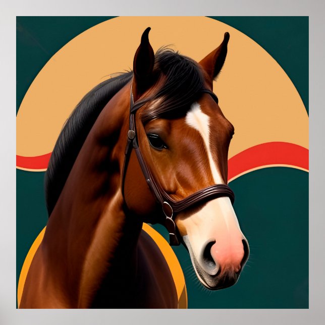 Affiche Gros plan d'un cheval élégant (Devant)