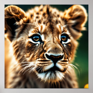 Affiche Gros plan d'un lionceau