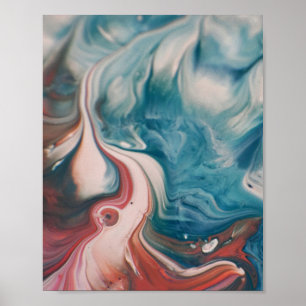 Affiche Gros plan Photo de la peinture à marbrage d'eau