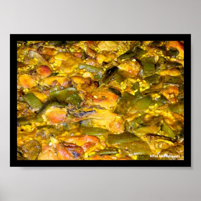 Affiche Gros plan sur la paella espagnole (Devant)
