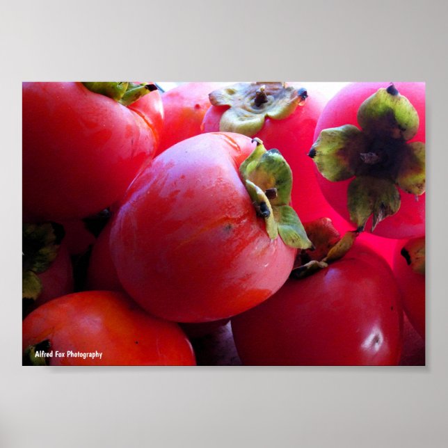 Affiche Gros plan sur le fruit du kaki (Devant)