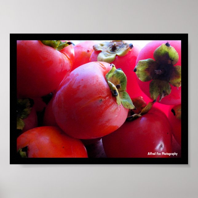 Affiche Gros plan sur le fruit du kaki (Devant)