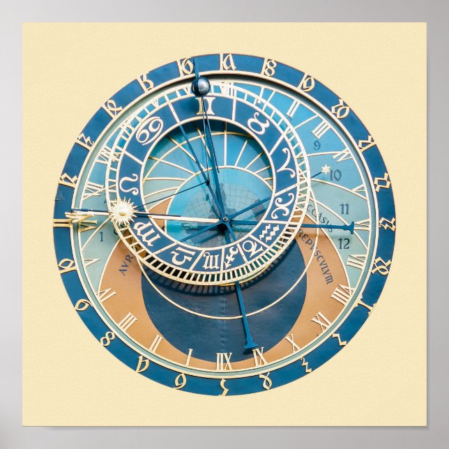 Affiche Gros plan sur l'horloge astronomique de Prague, Ré (Devant)