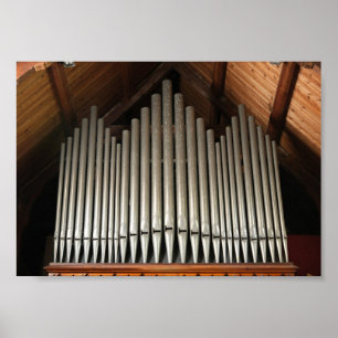 Affiche Gros plan sur l'orgue à tuyaux d'église sous un to