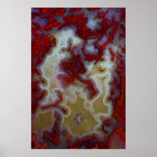 Affiche Gros plan sur une dalle d'agate mousse rouge
