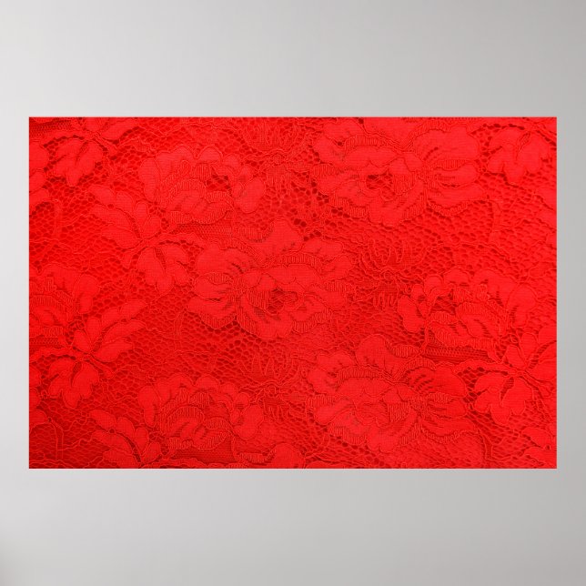 Affiche Gros plan sur une texture de dentelle rouge élégan (Devant)