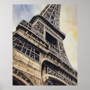Affiche Gros plan Tour Eiffel Paris Love City Travel