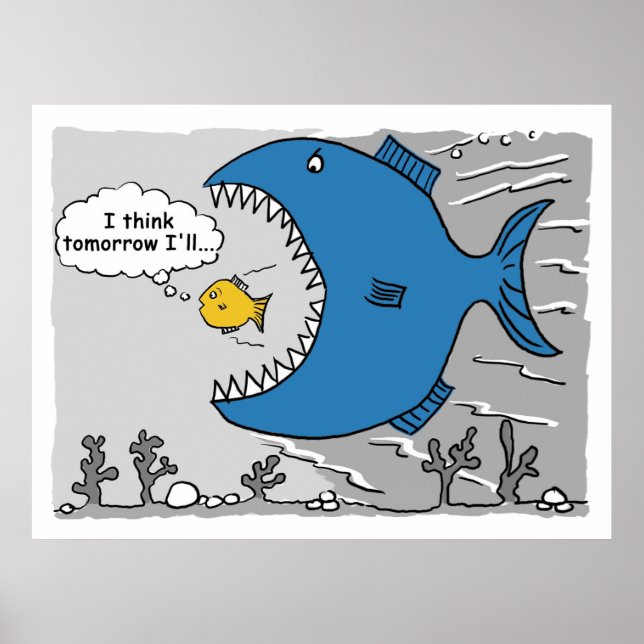 Affiche Gros Poisson sur le point de Manger un Poisson Plu (Devant)