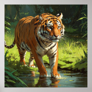 Affiche Gros tigre orange dans la peinture faunique de la 