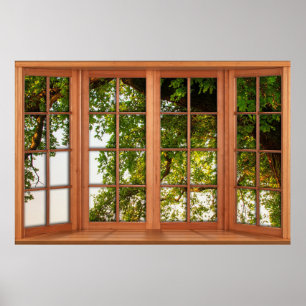 Affiche Gros vieux pays Oak Tree fausse fenêtre illusion