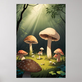 Affiche Grosse de champignons enchantés