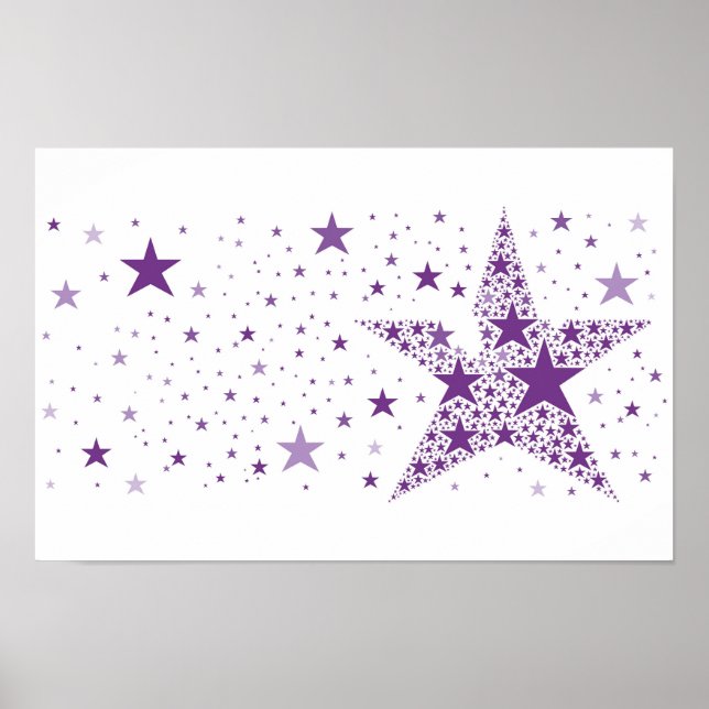 Affiche Grosse étoile en Petites étoiles violet violet (Devant)