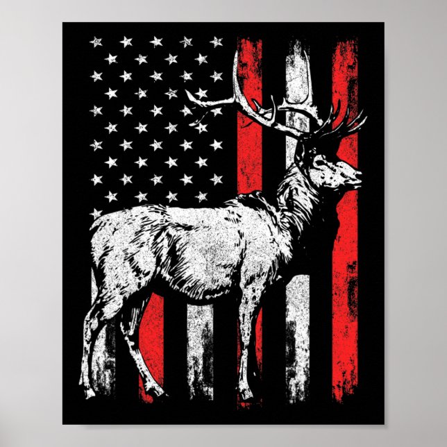 Affiche Grosse Mule Deer Hunter Flag Chemises américaines (Devant)