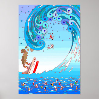 Affiche Grosses vagues et naufrages.