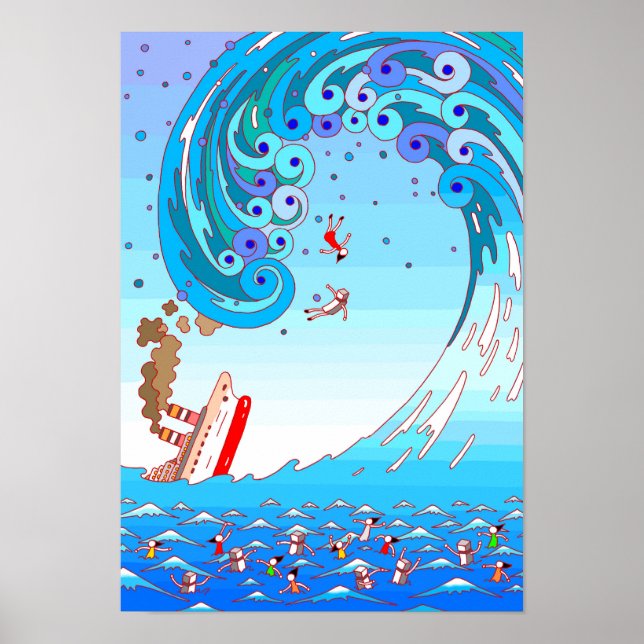 Affiche Grosses vagues et naufrages. (Devant)