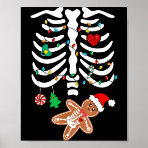 Affiche Grossesse de Noël Maternité Pain d'épice Squelette