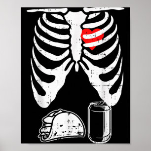 Affiche Grossesse de squelette Taco Bière Xray Halloween B