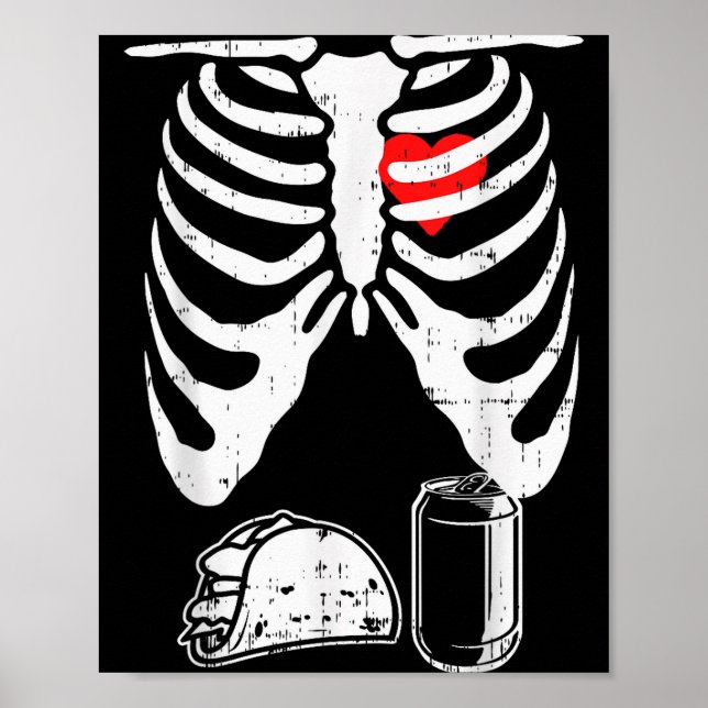 Affiche Grossesse de squelette Taco Bière Xray Halloween B (Devant)