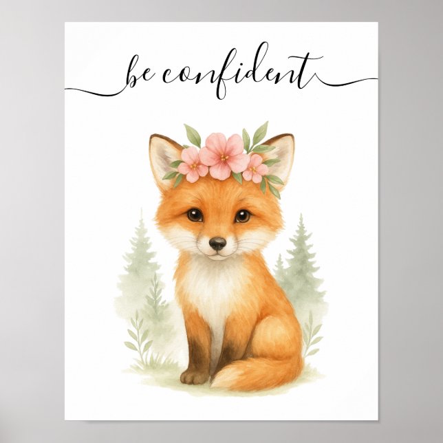 Affiche Grossesse Whimsical Feminine Baby Fox Woodland Nur (Devant)