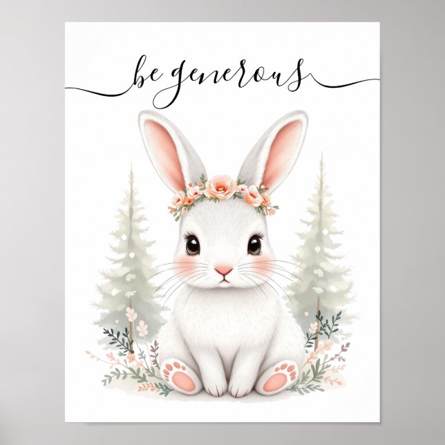 Affiche Grossiste de Whimsical Feminine Baby Hare Woodland (Devant)