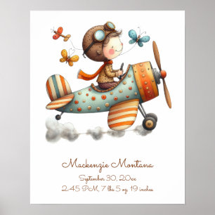 Affiche Grossiste Whimsical Art Avion de vol pour enfants