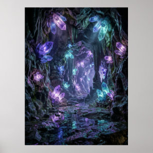 Affiche Grotte de cristal lumineuse Fantastique Art