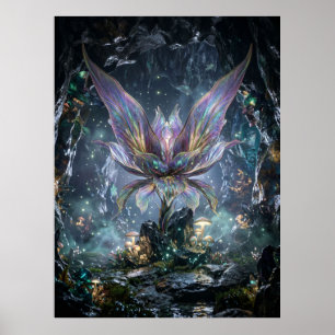 Affiche Grotte de Fleur de Cristal Iridescent