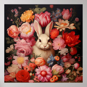 Affiche Grotte Vintage en gros fleurs