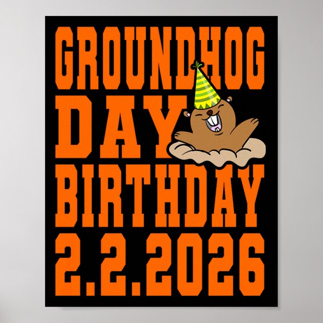 Affiche Groundhog Day Birthday February 2nd 2026 Party Ora (Devant)
