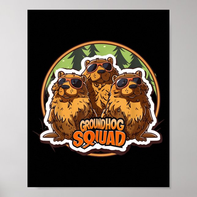 Affiche Groundhog Day Squad Funny Spring February Punxsuta (Devant)
