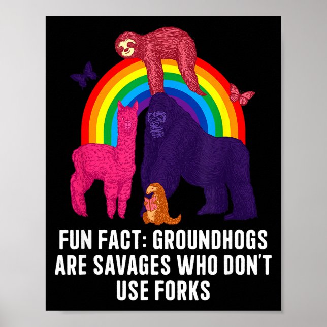 Affiche Groundhogs Eat Without Forks Funny Animal Pun Humo (Devant)