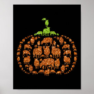Affiche Group Sheeps Citrouille forme mûre Halloween Thank