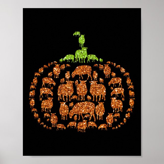 Affiche Group Sheeps Citrouille forme mûre Halloween Thank (Devant)