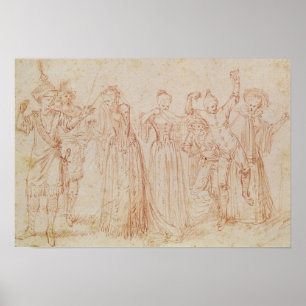 Affiche Groupe d'acteurs comiques et tragiques