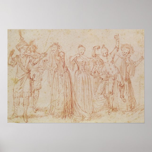 Affiche Groupe d'acteurs comiques et tragiques (Devant)