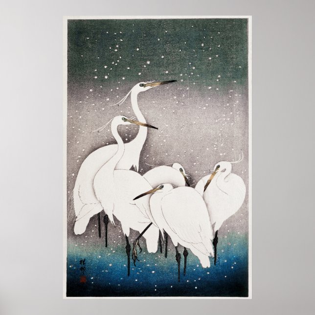 Affiche Groupe d'aigrettes par Ohara Koson (1925-1936) (Devant)
