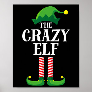 Affiche Groupe de famille de fête de Noël de lutin fou cor