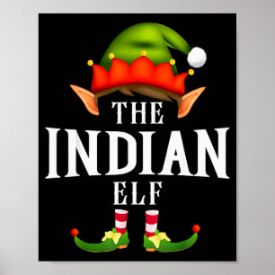 Affiche Groupe de lutins indiens Fête drôle de Noël en pyj