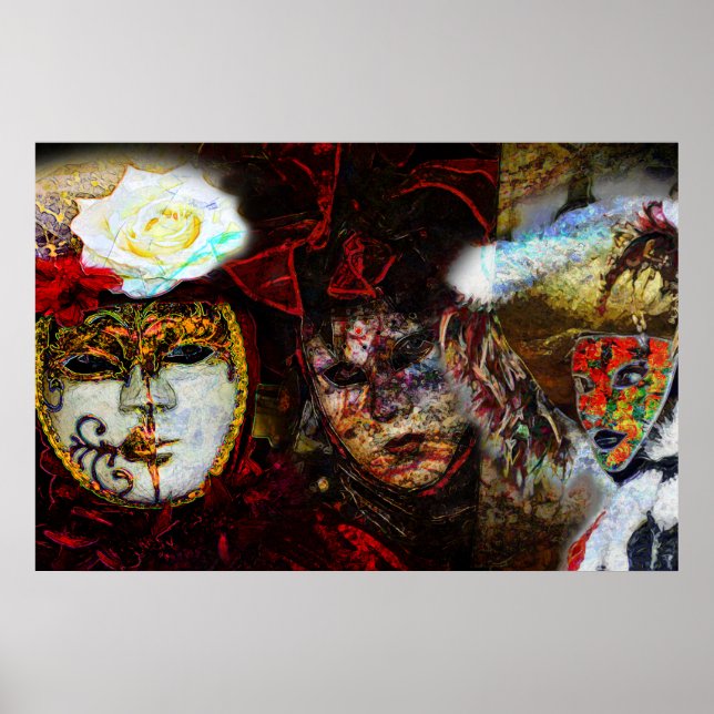 Affiche Groupe de masques carnavals (Devant)