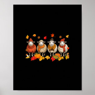 Affiche Groupe de moutons d'Action de grâce d'automne feui