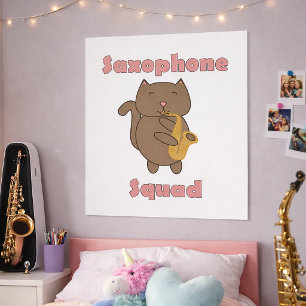 Affiche Groupe de musique Kawaii Kitty jouant au saxophone