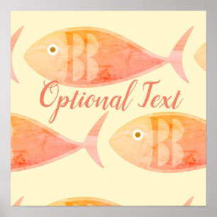 Affiche Groupe de poissons saumons