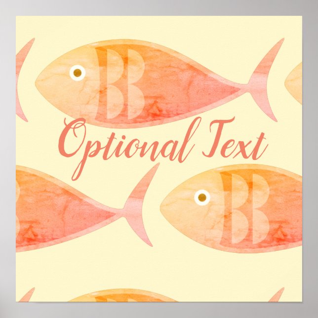 Affiche Groupe de poissons saumons (Devant)