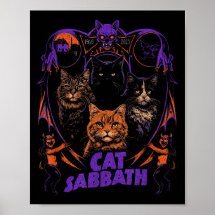 Affiche Groupe de Rock Lourd Félin Parodie Chat Sabbath
