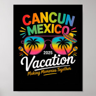 Affiche Groupe de voyage à Cancun au Mexique sur la plage