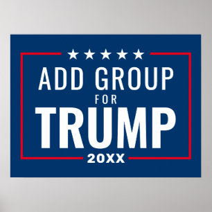 Affiche Groupe personnalisé pour Trump 2024 - rouge blanc 